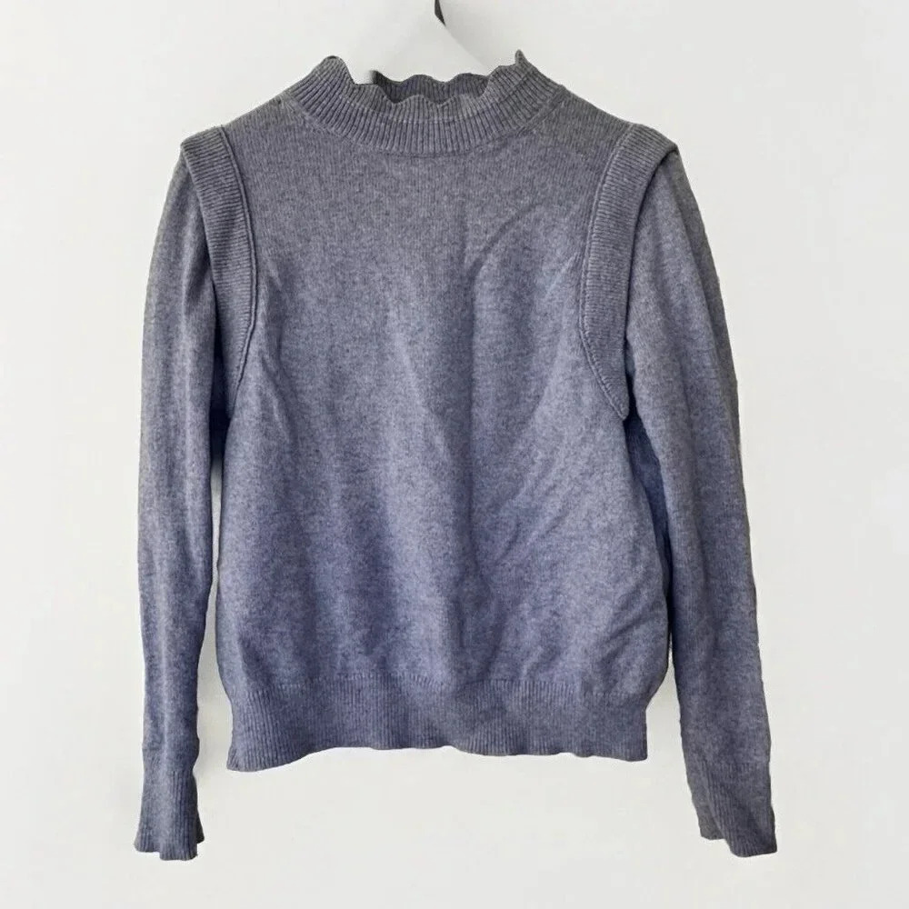 Hush Mock Neck Knit Sweater Womens Small Wool Blend Super Soft Blue Grannycore